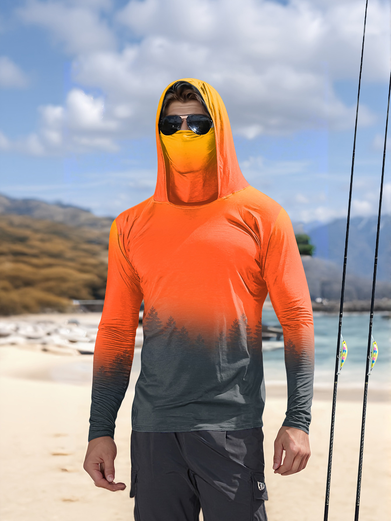 Men's Gradient Forest Printed  - Fishing Hoodie recension och pris