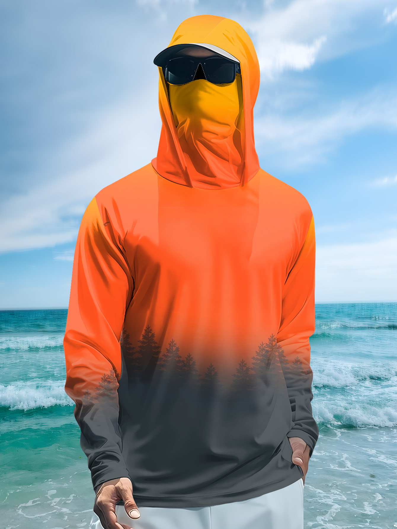 Men's Gradient Forest Printed  - Fishing Hoodie recension och pris